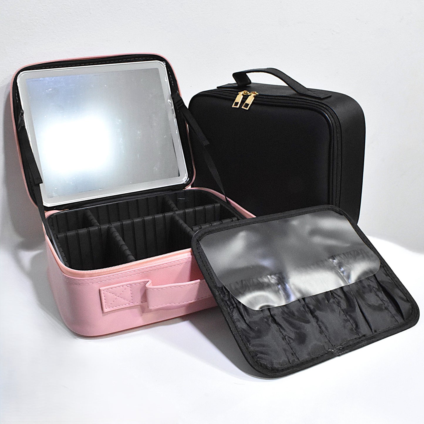 Cosmetiquera con espejo y luz led